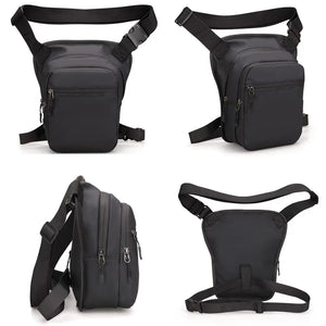 Sac de cuisse moto noir porté en bandoulière - vue de face - vue 4