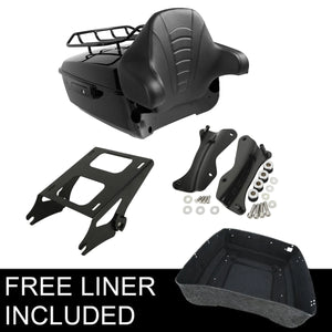 Malle top case noire avec dossier passager montée sur une Harley-Davidson Touring - vue 15