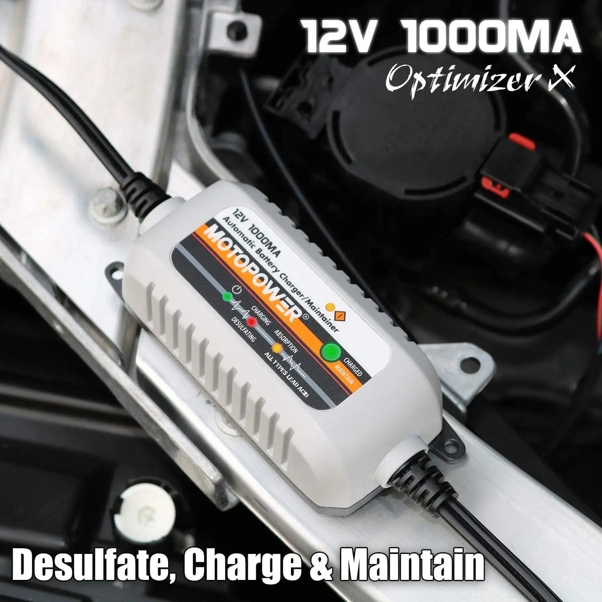 Chargeur/mainteneur de batterie automatique MOTOPOWER MP00205B 12V 1000mA - vue 2