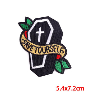 Écusson patch tête de mort et rose style biker - vue 14