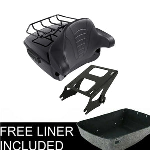 Malle top case noire avec dossier passager montée sur une Harley-Davidson Touring - vue 9