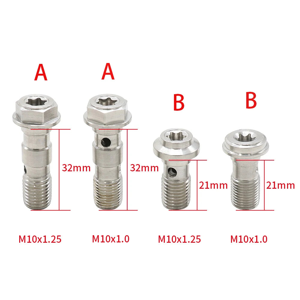 Vis banjo universelles M10x1,25 / M10x1,0 pour durite de frein et étrier moto