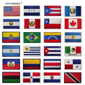 Écusson brodé drapeau de pays d'Amérique avec fixation velcro - vue 1