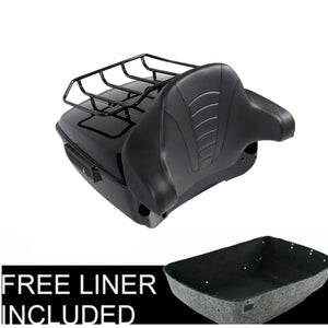 Malle top case noire avec dossier passager montée sur une Harley-Davidson Touring - vue 4