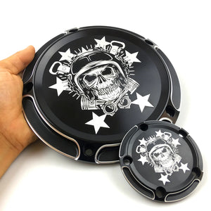 Cache derby et cache de distribution crâne casqué pour Harley Touring, Dyna, Softail - vue 4