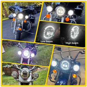 Phare LED projecteur noir monté sur une Harley-Davidson Touring - vue 5