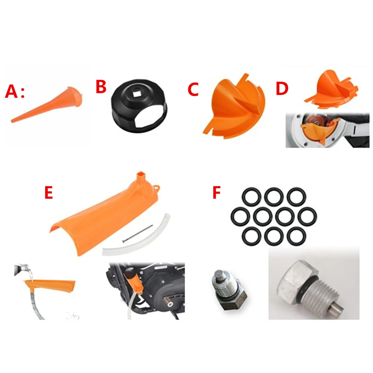 Entonnoir de remplissage d'huile orange pour Harley-Davidson - vue 2