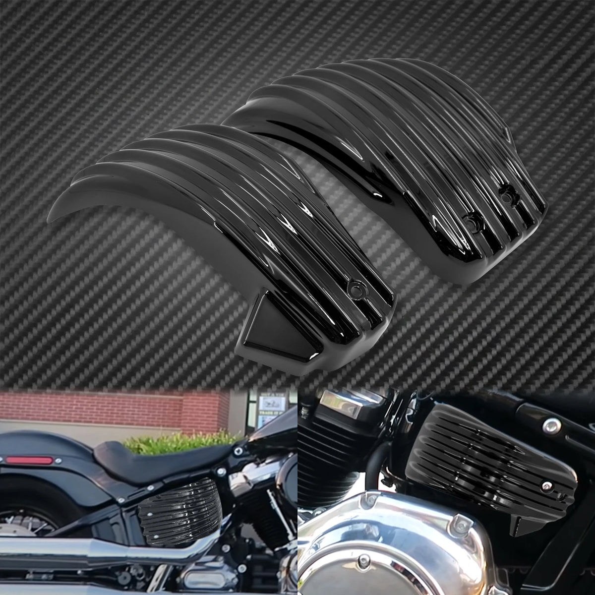 Caches latéraux de batterie ABS noir/chrome pour Harley-Davidson Softail Fat Bob, Breakout, Low Rider FXLR, FLSB 2018-2021 – photo 2/8