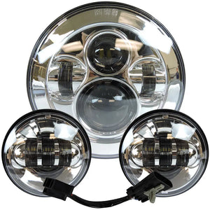 Phare LED rond chromé avec feux antibrouillard sur une Harley-Davidson Touring - vue 14