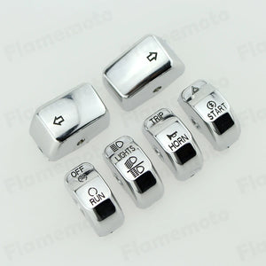 Caches de boutons de commodo chromés pour Harley Sportster Dyna Softail - vue 1