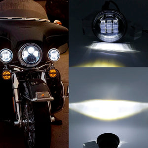 Feu antibrouillard LED rond noir monté sur une Harley-Davidson Electra Glide - vue 6