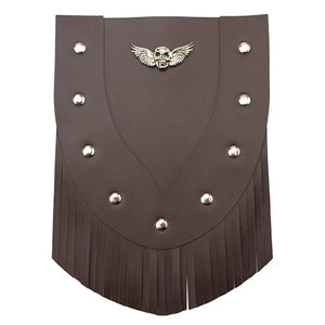 Bavette de garde-boue avant en cuir noir motif tête de mort et aigle - vue 7