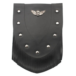 Bavette de garde-boue avant en cuir noir motif tête de mort et aigle - vue 8