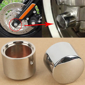 Caches d'écrou d'axe avant chromés pour Harley Touring Softail Dyna Sportster - vue 1