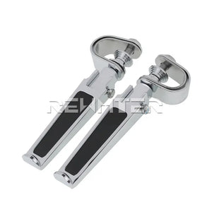 Repose-pieds moto rabattable chromé fixé sur barre de protection moteur - vue 7