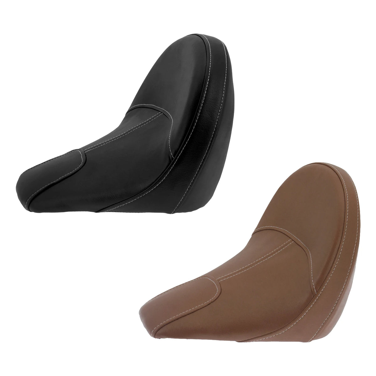 Selle solo en cuir noir montée sur une moto Indian Scout - vue 2