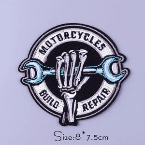 Écusson brodé rayures hippie punk avec crâne à repasser - vue 34