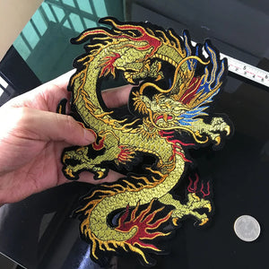 Écusson brodé dragon chinois doré - vue 1