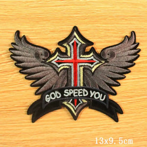 Écusson brodé crâne et cœur style moto biker - vue 12