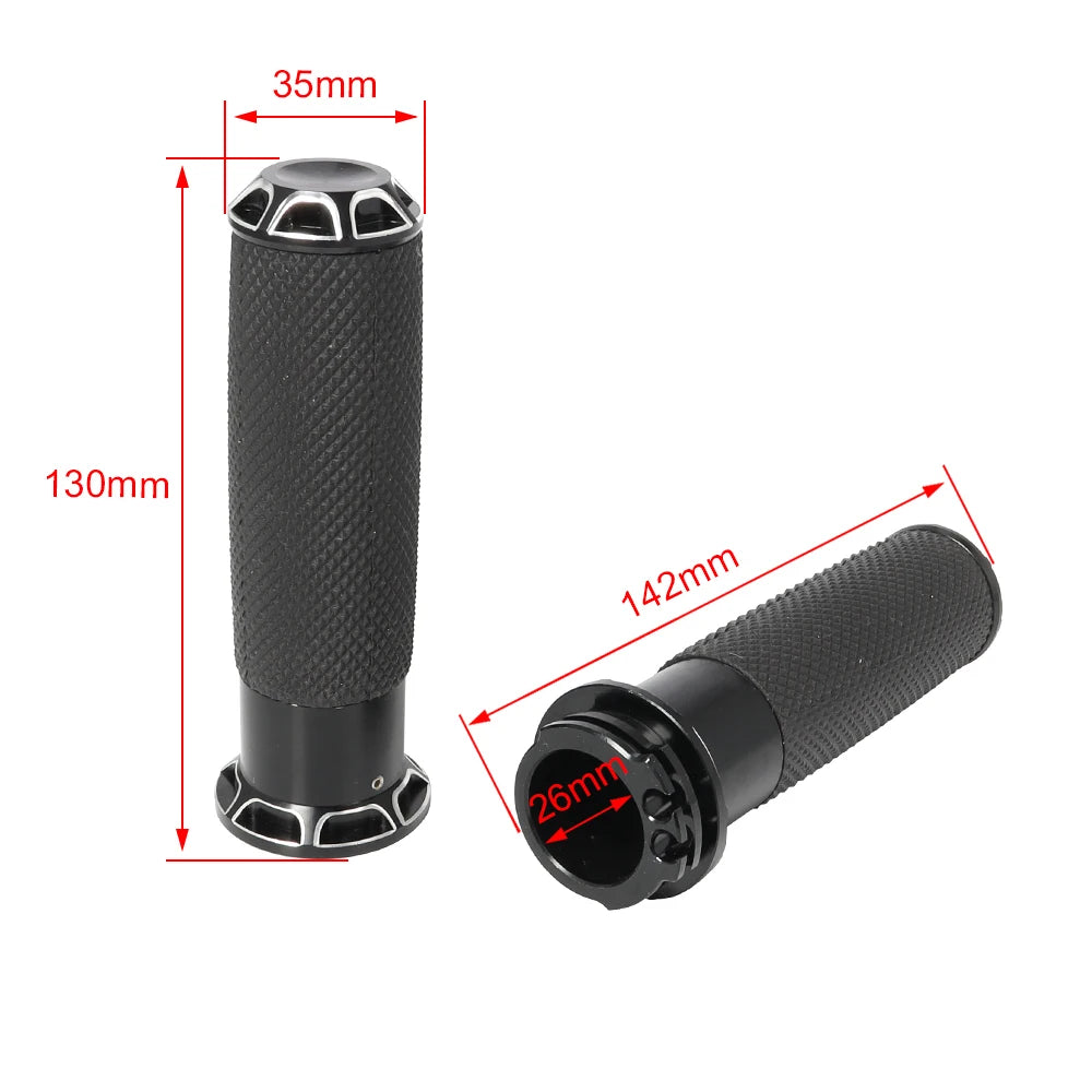 Poignées de guidon aluminium et caoutchouc pour Harley Sportster Dyna Softail - vue 2