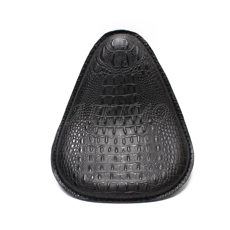 Selle solo style crocodile rétro avec base à ressorts pour moto custom