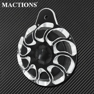 Cache-klaxon CNC noir et chromé pour Harley Big Twin et Sportster - vue 1