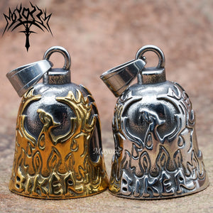 Cloche porte-bonheur dorée avec motif phénix pour motard - vue 1