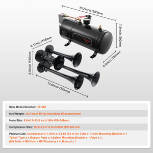 Kit de Trompes à Air 4 Trompettes 150dB avec Compresseur 12V – photo 9/9