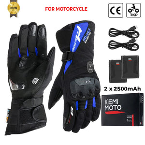 Gants moto chauffants noirs - vue sur main - vue 19
