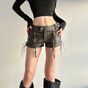 Short simili cuir taille basse style punk streetwear - vue 6
