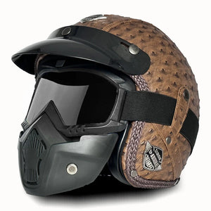 Casque Moto Vintage Ouvert en Cuir PU - Style Café Racer - vue 20