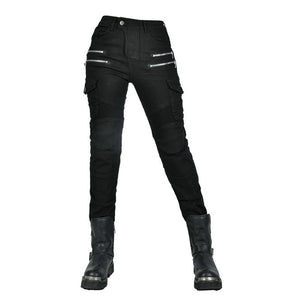 Pantalon moto femme double zip, protections genoux et hanches - vue 12