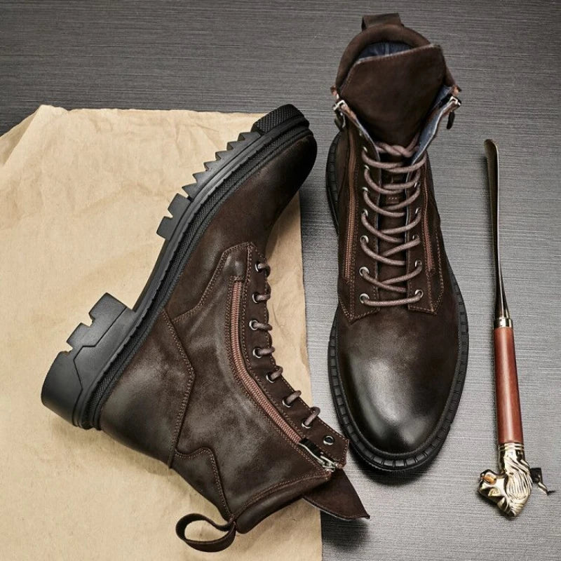 Bottes cuir rétro style motard - vue 2