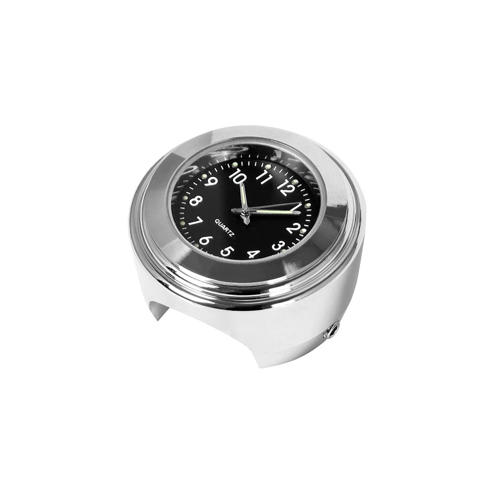 Horloge à quartz argentée fixée sur le guidon d'une moto - vue 2