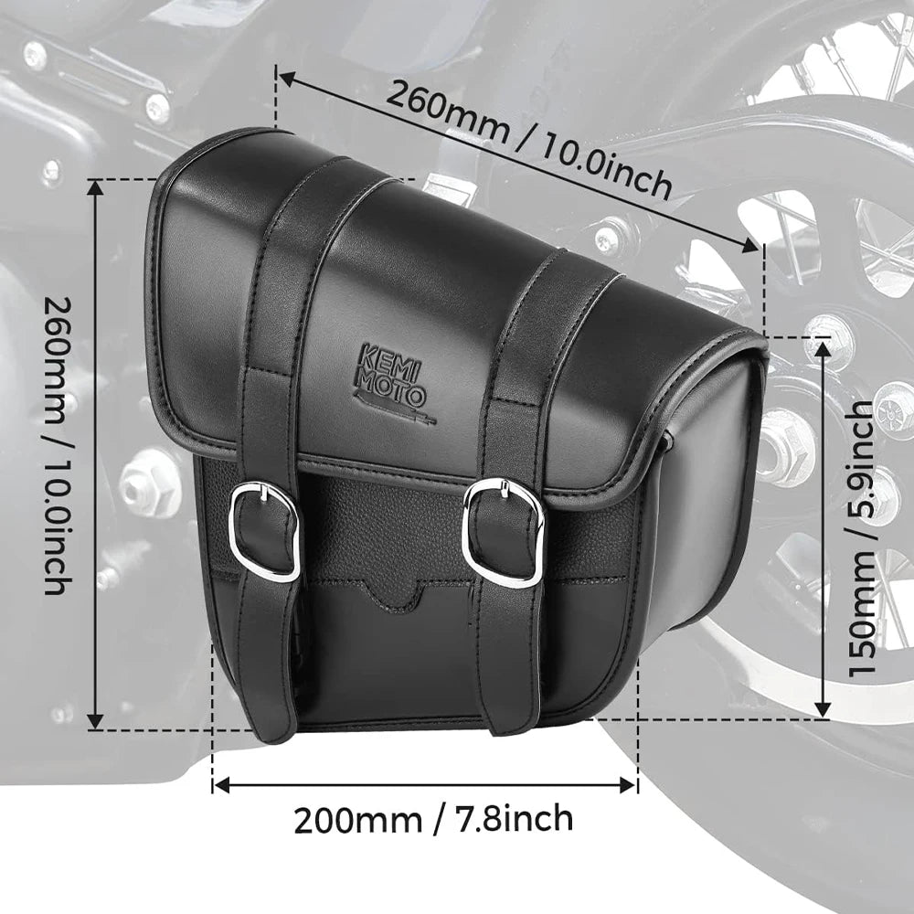 Sacoche de bras oscillant en cuir noir côté gauche pour Harley Softail - vue 2