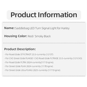 Feux LED de Sacoches Arrière avec Clignotant Intégré (Filler Panel Light) - Harley-Davidson Road Glide/Street Glide 121 CVO/ST, 117, Ultra – photo 6/12