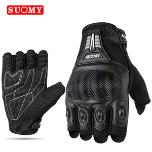 Gants moto mi-doigts noirs - vue de face - vue 8