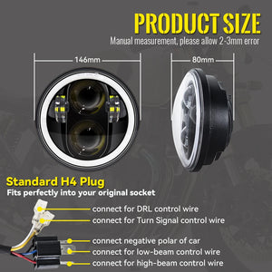 Phare LED 5,75 pouces pour Harley Sportster Dyna - vue 5