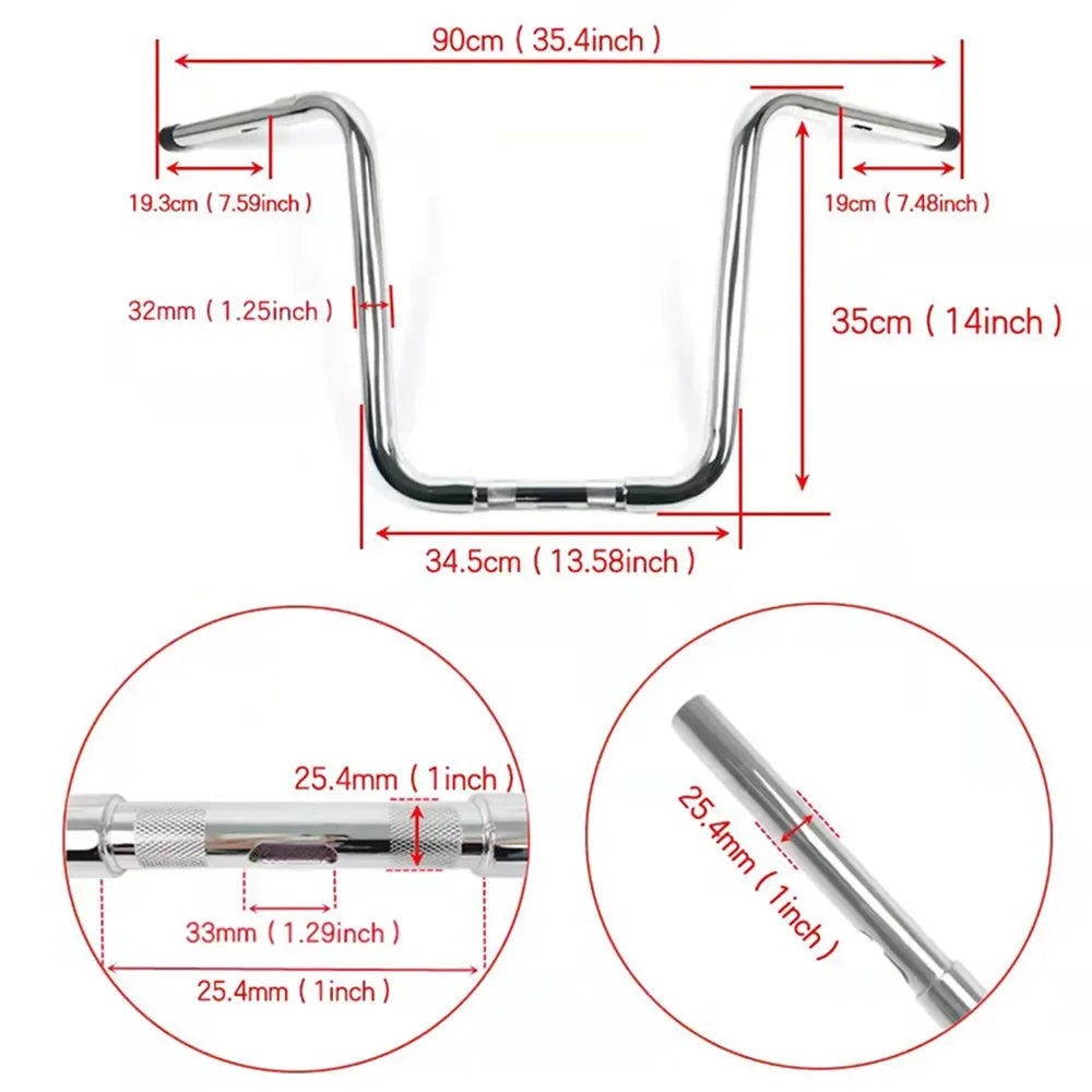 Guidon ape hanger 1-1/4 pour Harley Sportster et Softail - vue 2