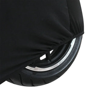 Housse moto élastique noire et rouge recouvrant une moto - vue 5