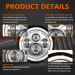 Phare LED 7 pouces chromé pour Harley Touring - vue 2