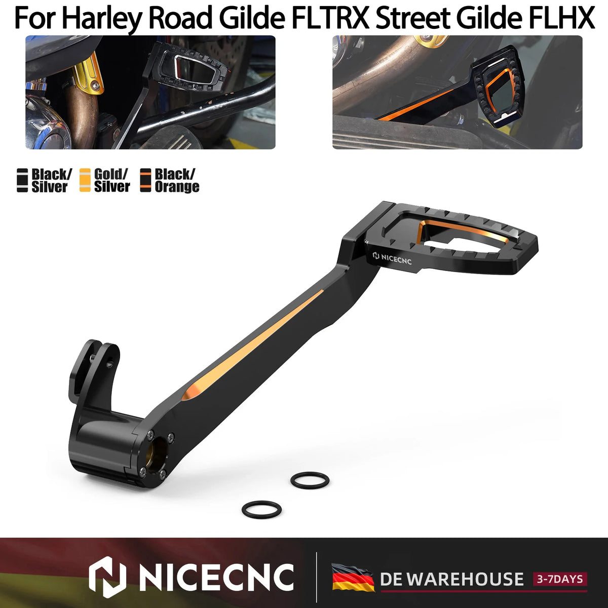Levier de frein arrière NICECNC pour Harley-Davidson Road Glide FLTRX Special, Road King, Street Glide et Tri Glide – photo 2/11
