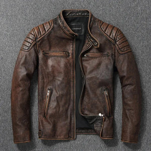 Blouson en cuir noir pour moto - vue homme - vue 6