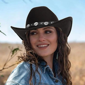 Chapeau cowboy femme - bord roulé et boucle western - vue 4