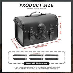 Sac Arrière de Moto 32L en Cuir PU Noir Design Tête de Mort 3D - Universel - vue 6
