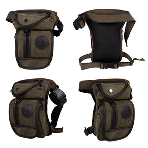 Sacoche de cuisse en toile marron pour moto - vue de face - vue 5