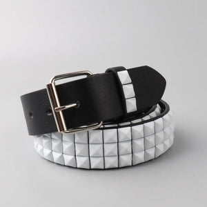 Ceinture noire simili cuir cloutée boucle métal - vue 4