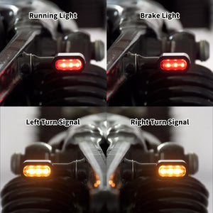 Clignotants LED arrière moto homologués E-Mark rouge/jaune (lot de 2) pour Harley Softail, Touring, Sportster, Dyna - vue 2