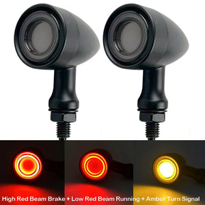 Clignotants LED universels avant/arrière type bullet avec veilleuse et feu stop moto - vue 12