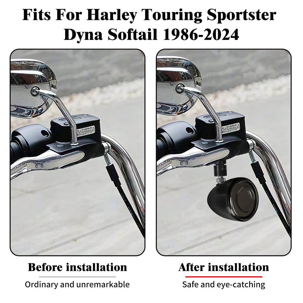 Paire de clignotants LED bullet noirs avec kit de déport pour Harley-Davidson - vue 2